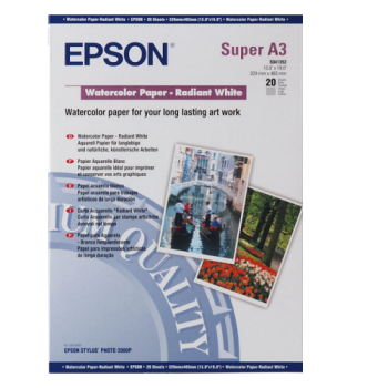 Epson Fine Art Paper Watercolor Radiant White A3+ Sheet Media