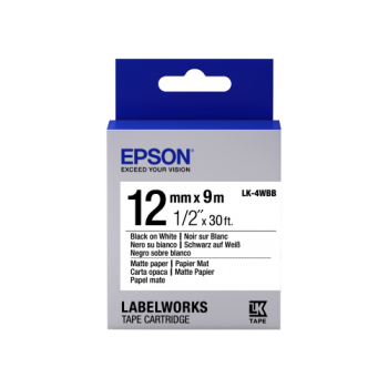 Epson Label Cartridge Matte Paper LK-4WBB Black/White 12mm (9m)