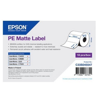 Epson PE Matte Label - Die-cut Roll: 102mm x 51mm, 535 labels