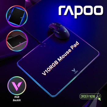 Rapoo V10 RGB With Qi Charging-Black Gaming Mouse Pad 